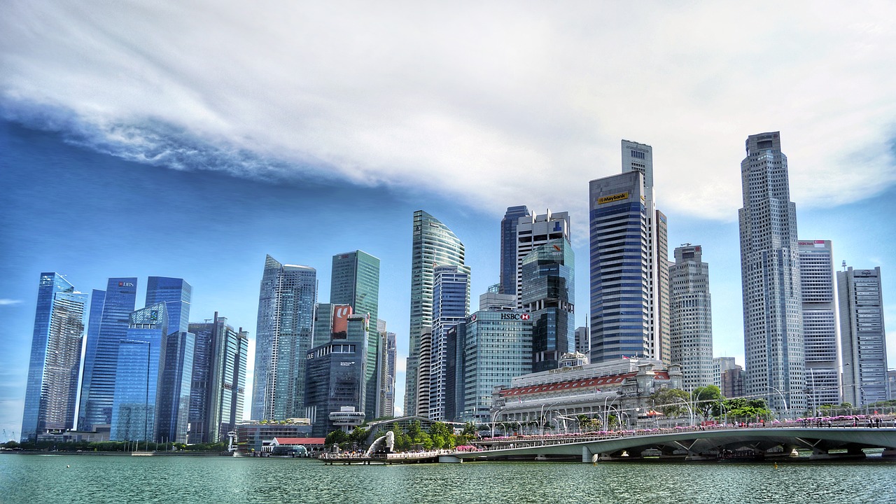 Singapore skyline distributed solar